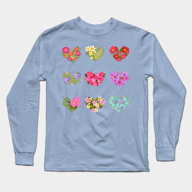 heart shaped flowers Long Sleeve T-Shirt by Mako Design 